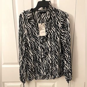 Zara zebra blouse small nwt